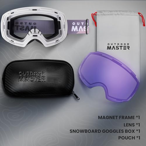 Image of OutdoorMaster Ski Goggles PRO - Frameless, Interchangeable Lens 100% UV400 Protection Snow Goggles for Men & Women (Polarized Violet VLT40%)