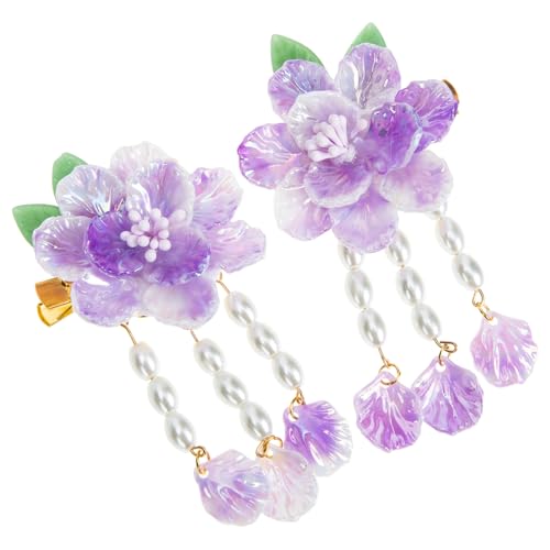 BEBEMOKO 古風山茶花琉璃珍珠ヘアクリップ レディースヴィンテージバレッタ 髪飾り おしゃれパーティー用 女性向け装飾品
