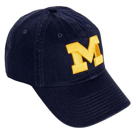 Desert Cactus University of Michigan Baseball Hat Wolverines UM U of M Brimmed Embroidered Hats Cap Adjustable Cloth Strap Adult (Style A1) Blue