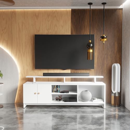 Image of Modern TV Unit for Living Room | TV Stand Table | TV Cabinet | TV Table | Living Room Furniture for Home | Assembly-DIY | Color-White