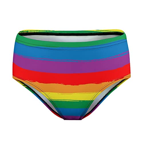 Cubirmin Rainbow Colorful Stripes Lgbt Pride Women's Underwear ¨C No Show Lightweight Girls Hipster Briefs Gift For Chrismas Halloween Birthday Holiday Panties, Large #TOP1
