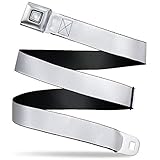 Buckle-Down Hebilla de cinturón de seguridad blanca ajustable para hombre y mujer, Blanco, Adult Reg (30'-44')