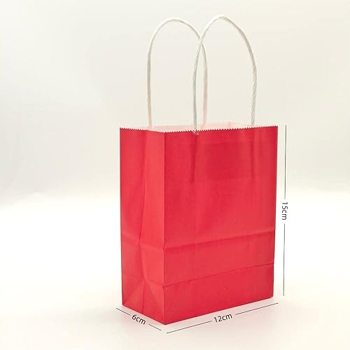 Miniatura 2 de JEYE Bolsas de regalo de papel de tamaño mini rojo con asa, paquete de 12, 5.9 x 4.7 x 2.4 pulgadas, perfectas para Navidad, cumpleaños, boda, baby