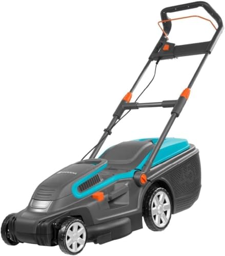 Tosaerba elettrico Gardena PowerMax 1800/42: Larghezza di taglio 42 cm, capacità 45 l, altezza di taglio 20-60 mm, manico pieghevole (5042-20)