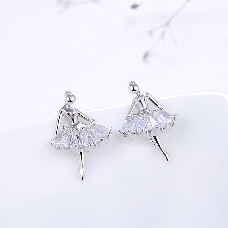 S925 Sterling Silver Jewelry Rabbit/Horseshoe/Moon/Ballerina/Heart/Celtic Shamrock Stud Earrings for Women Mom Sister Best Friend on Christmas Graduation Mother's Day Birthday Anniversary - Image 3