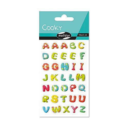 Maildor 560522C - Un sachet de gommettes 3D Cooky 1 planche 7,5x12cm, Alphabet pep's (35 stickers)