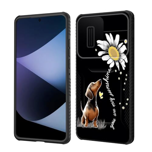 wiaekosef for Moto Edge 5G 2024 Case Built in Slide Camera Lens Cover,Heavy Duty Shockproof Protection Dual Layer Case for Motorola Moto Edge 5G 2024 6.6 inch,You are My Sunshine Dachshund