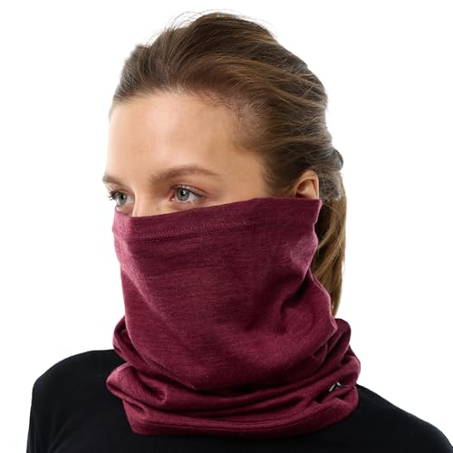 Merino.tech Merino Wool Ski Neck Gaiter Burgundy Wine