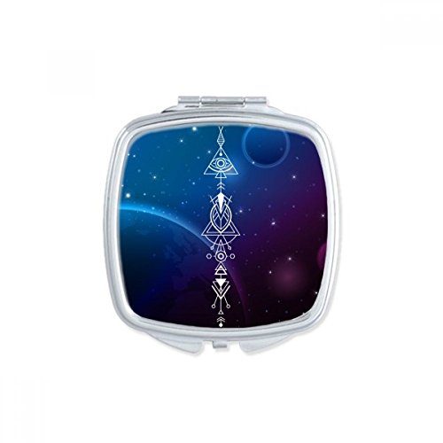 Miroir de poche portable multicolore alien géométrie pour sac