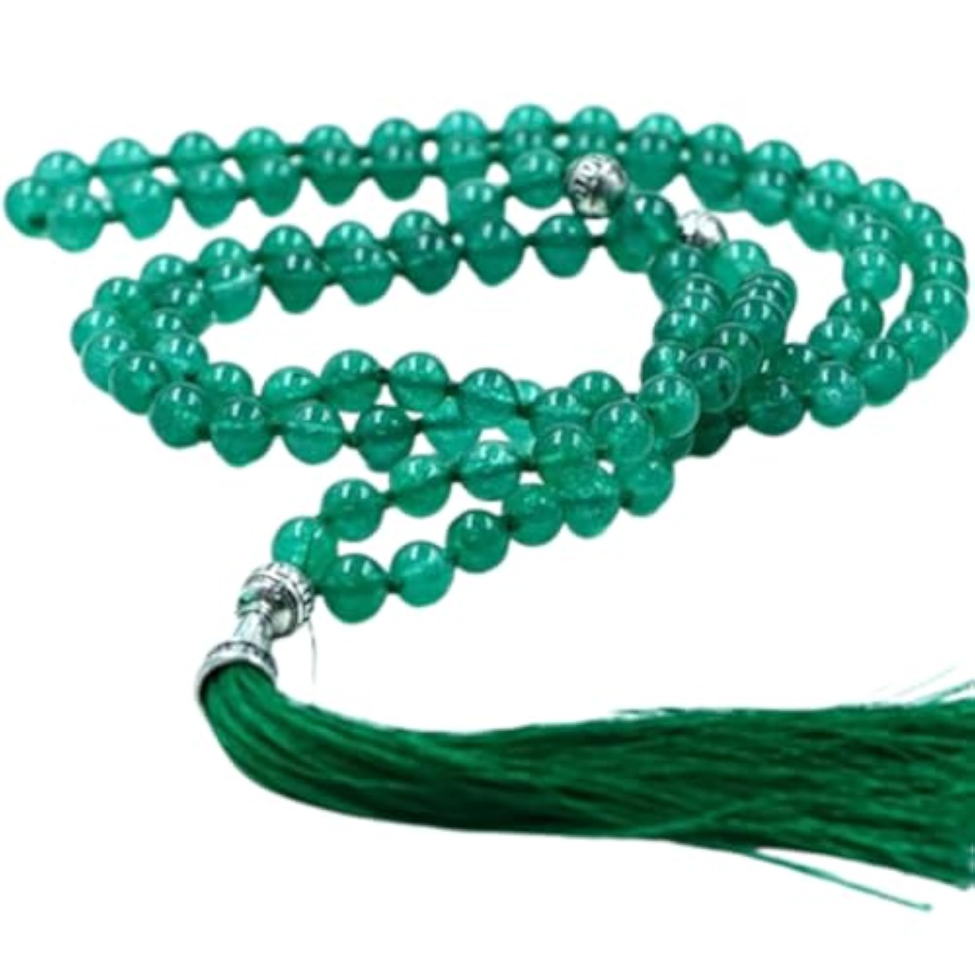 Natural Green Onyx Quartz 6MM Beaded Handmade Prayer Mala Necklace
