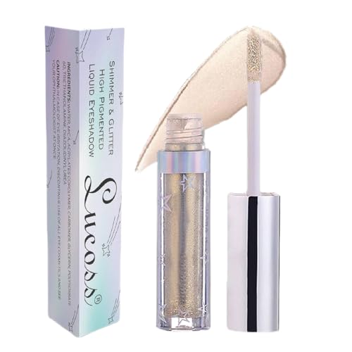Lucoss Liquid Glitter Eyeshadow - Champagne Shimmer, High Pigmented Metallic Sparkly, Long Lasting Waterproof Gift for Women & Girls