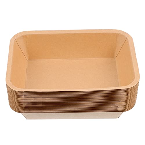 PATKAW 25 Piezas Paquete De Platos De Papel Kraft Papel Pergamino Para Freidora Bandejas De Carton Para Comida Plato De Servir Papel De Empanada Platos Para Servir Tazones De Papel Lámina