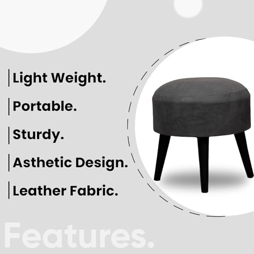 Image of Stool Ottoman Pouffes for Living Room, Kitchen, Home, Office Furniture with Soft Cotton Cushion Mudda Footrest Stool for Chair Sofa Bed Dressing Decor, Grey (17 Inch Pack of 1)