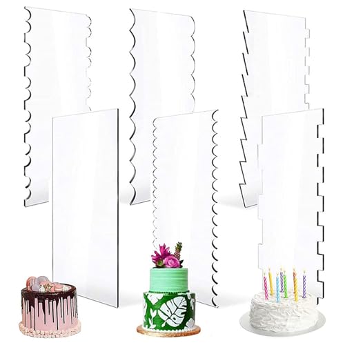 EIOLWJIEO Peine de crema de mantequilla para glaseado, raspador de torta fácil para decoración de pasteles, raspador de torta acrílico, forma de escarcha más suave