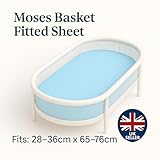Dudu N Girlie Moses Basket Sheets Fully Fitted – 75 x 30 Moses Basket Bedding - Hypoallergenic Baby Pram Sheets Bedding Elasticated Breathable Easy Care.(Single Pack, Blue) - Image 2