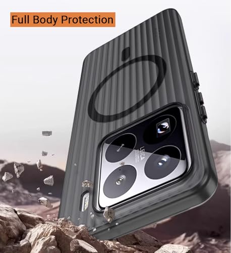 Image of Kapa Wave Magnetic Frosted Grip Back Cover for Xiaomi 15 | [MagSafe Compatible] Wireless Charging, Slim, Metal Buttons Matte Finish Back Case (Grey)