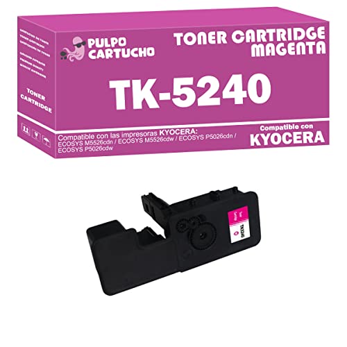 Pulpo Cartucho - Toner Genérico TK-5240 Magenta Compatible con Kyocera TK5240 / 1T02R7BNL0 - Valido para Impresoras ECOSYS M5526cdn / ECOSYS M5526cdw / ECOSYS P5026cdn / ECOSYS P5026cdw 🔥