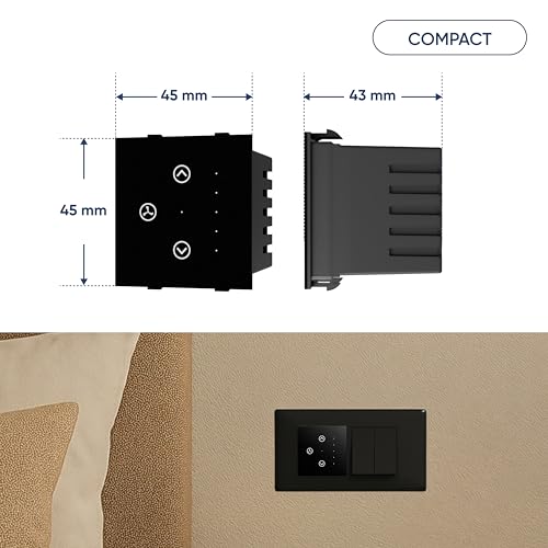 Image of AZIOT SMART MODULAR 1 FAN REGULATOR PREMIUM TOUCH SWITCH - GLASS (Not Acrylic): Elevate Your Home with Effortless Control (Fits in Anchor Roma Classic and similar plates) Not for BLDC fans.