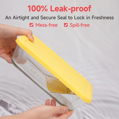 LUVCOSY 6 Cup Rectangle Silicone Storage Cover Lids Replacement for Anchor Hocking Glass Bowls (Container not Included) 2 Pack, Microwave, Dishwasher and Freezer Safe - Thumbnail 5