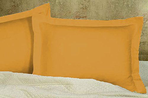 2 pares de fundas de almohada Oxford de algodón egipcio macizo de 600 hilos, 50 x 90 cm, color dorado