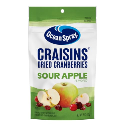 Ocean Spray® Sour Apple Flavored Craisins® Dried Cranberries 6oz Pouch (Pack of 8)