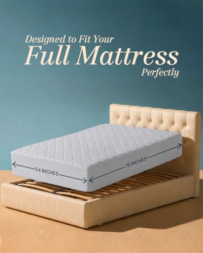 Image of Quilted Fitted Mattress Pad, Full Mattress Protector Topper with Deep Pocket Stretches up to 16 Inches, Machine Washable Mattress Cover by Utopia Bedding (Light Grey)