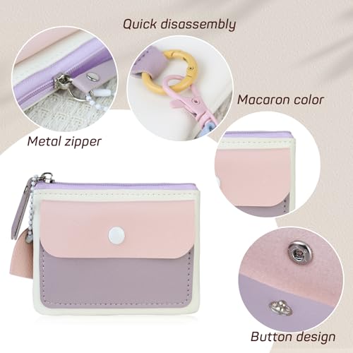 Small Coin Purse with Long Neck Lanyard, Soft PU Leather Small Wallets for Women with Heart-shape Pendant Snap Zipper Pocket (Green)3