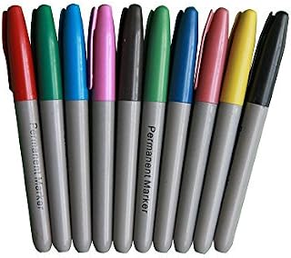 Ardisle 10 x PERMANENT MARKER PENS ASSORTED COLOURS FINE POINT TIP MIXED BULLET COLOURED