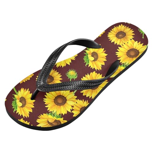 Sunflower Brown Flip Flops for Beach Thong Sandals Anti-slip Lightweight Beach Shoes for Summer Outdoor Travel2