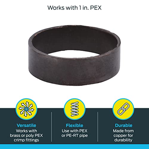 Image of SharkBite 1 Inch Copper Crimp Rings, Pack of 25, PEX Pipe, PE-RT, 23104CP25