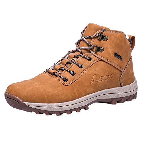 Outdoor High Top Sneakers-RQWEIN Mens Snow Boots Waterproof Outdoor Hiking Backpacking Shoes Ankle Sneakers?Brown,9)