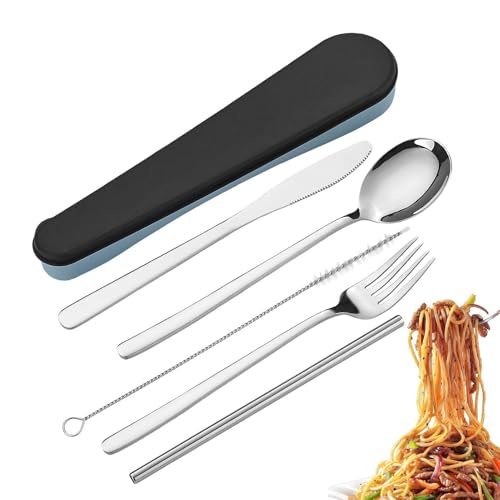 Juego De Cubiertos De Viaje | Kit Portátil De Cubiertos,Juego De Utensilios De Picnic - Para Camping, Senderismo, Oficina, Actividades Al Aire Libre, Almuerzo, Mochila De Hombro, Viaje, Escuela