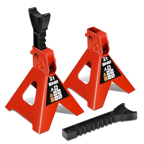 DNA Motoring 1 Pair Jack Stands 2 Ton (4400 lbs) Capacity Car Lifting Stand Adjustable Height Car Jack Stands for Cars Sedans Small Vehicles SUV TOOLS-00681-RD