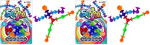JA-RU Suction Stackers Suction Cup Toys (2 Pack, 9 Pieces) Hexagonal Shape, Ball Joints & Creatures Suction Bath Toys for Kids. Building Game. Sensory Bin Filler Stress Relief Toys. 4903-1