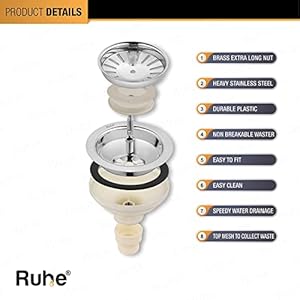 Ruhe® Oval Single Bowl 24x18x9 Inches Kitchen Sink | Exclusive Stainless Steel Oval Single Bowl Kitchen Sink | Glossy Finish | Included Sink Coupling and | Waste pipe