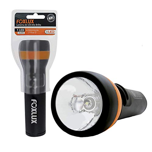 Lanterna de LED Foxlux – 1 LED – Alto Brilho – Luz Branca – Plástico ABS – 2 Pilhas AA – Preto – Mul