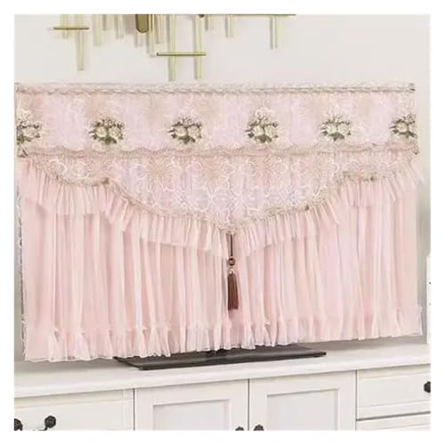 Housse protection pour TV en mousseline rose 95x60cm pour écran mural