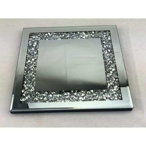 25x25cm Square Shape Diamante Mirrored Crystal Candle Plate- an Elegant Addition to Your Home- Best Gift Cover