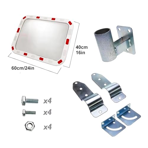 Genérico Seguridad Convex Espejo Rectangular - Bracket Ajustable, Tráfico y Amplio angús angús a un ángulo para Uso de Interior/Outdoor - Espejos de Ojo de Pescado parabólicos