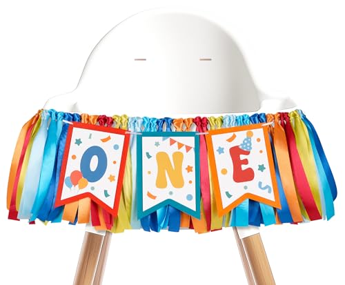 Image of Kriyokiaa Fun To Be One Birthday High Chair Banner Retro Rainbow One High Chair Banner Boy Photo Backdrop Fun To Be One Birthday Decorations for Boys Girl Wall Hanging Decorations for Kids Bedroom