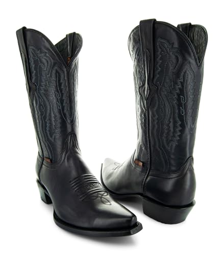 Soto Men's Burnished Snip Toe Cowboy Boots H50030 8.5 Black