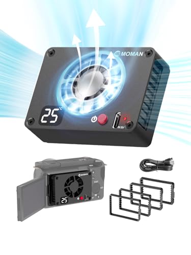 Camera Cooling Fan Moman FS04A Semiconductor Cooler System with Type-C & Display Screen for Live Broadcast 4k Footages Recording for A7M4/ZV-E1/A6700/A7C2/70D/ZV-E10/ZV1/A7C/FX3/R6/R7/X-T4/XS10