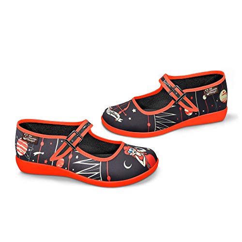 Image of Hot Chocolate Design Women's Mary Jane Flat Shoes - Mary Jane Flat Dress Shoes with Non-Marking Rubber Sole Adjustable Buckle-Strap, Adjustable Buckle-Strap and Cushioned Inner Sole with Arch Support