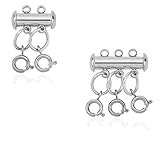 UNICRAFTALE Edelstahl Verschlusssätze 4/6 Löcher 2 Sätze Schiebeverschlüsse 5 Stück Offene Biegeringe 5 Stück Federringverschlüsse Für Halskette Schmuck Befunde Edelstahl Farbe