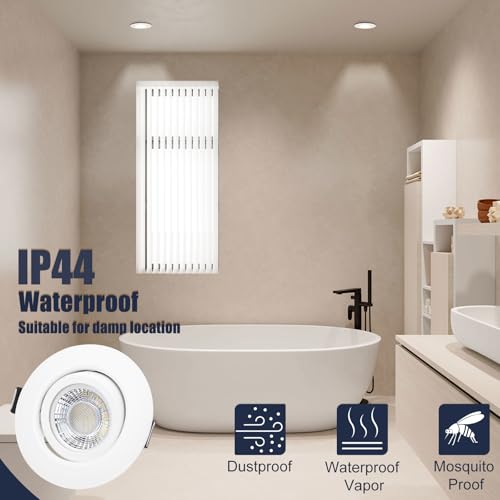 LED Einbaustrahler 230V Dimmbar Weiß LED Spots 6W IP44 Bad Einbauleuchten Schwenkbar Deckenspots,Warmweiß Neutralweiß Kaltweiß deckenleuchte für Badezimmer Küche Wohnzimmer,6er Set
