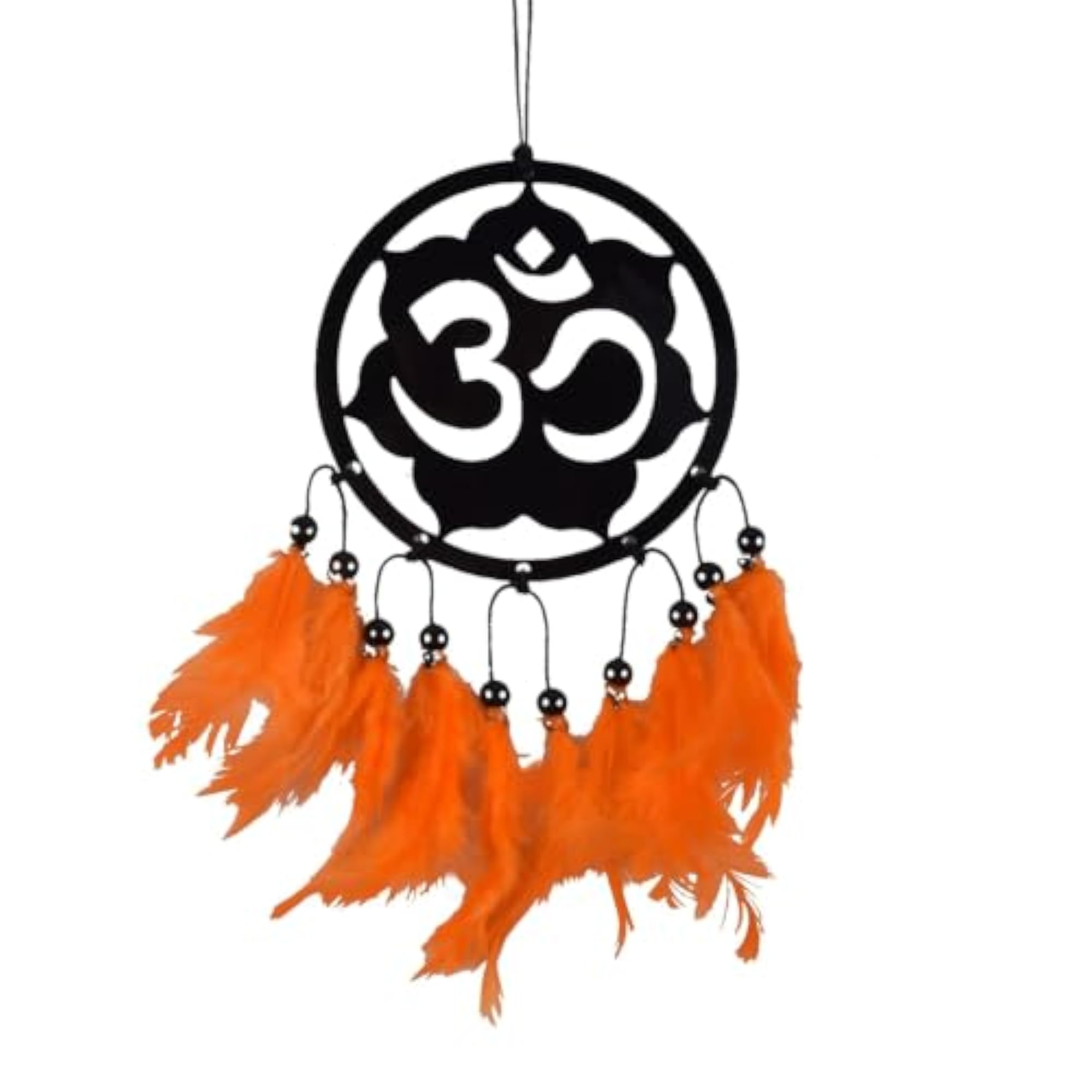 Om Dream Catcher with Orange Feathers
