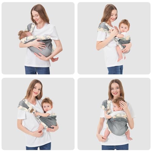 IULONEE Baby Wraps Carrier Baby Carrier Newborn to Toddler Lightweight Infant Wrap Sling Baby Holder Adjustable Toddler Carrier Holder Ergonomic Baby Sling for Newborn Up to 6-36 Months (Grey) - Thumbnail 7
