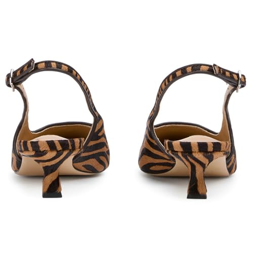 ClassicSter Leopard Slingback Heels for Women Pointed Toe Low Kitten Heel Pumps with Buckle Animal Print Comfortable Dress Shoes4