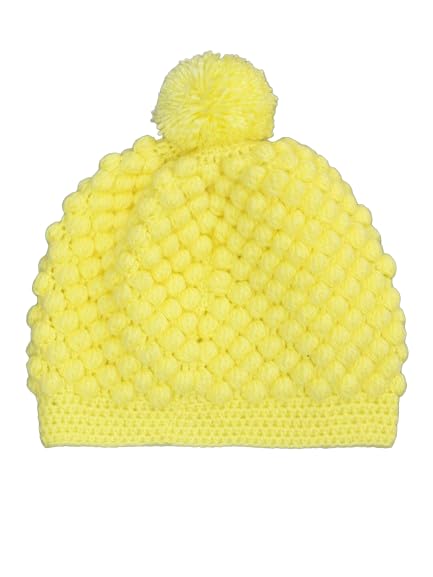 Image of Handmade Knitted Self Design Woolen Beanie Cap for Kids - White & Red 6-12 M | Winter Cap for Baby | FUNCAP56-6-12 M