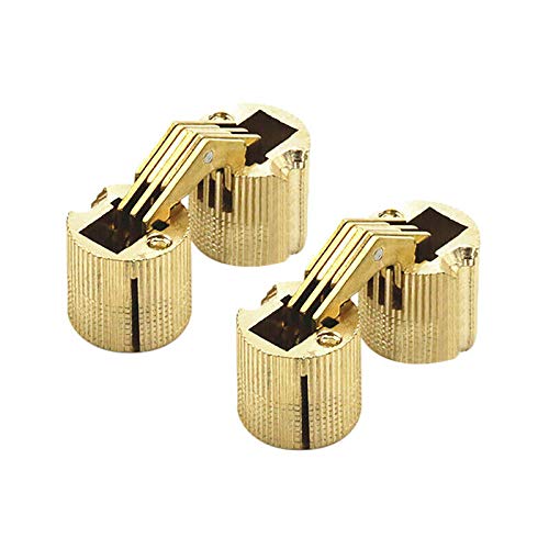 SUPERTOOL Stainless Steel Hinges, 18mm, Brass, 180 Degree, Barrel Shape, Concealed Hinges for Wooden Box Door, Cabinet, Worktop (4Pcs) - Image 4
